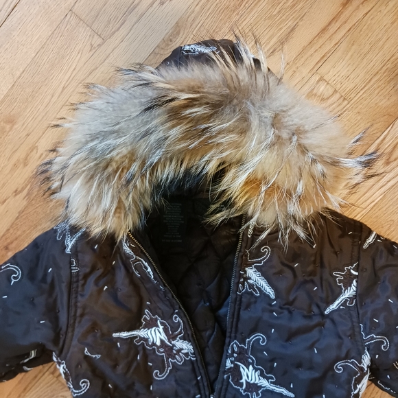 Al Wissam Other - Al Wissam • Brown Nylon Bomber Embroidered Coat w/ Fur Trim, Boys Size 6